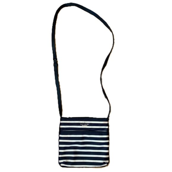 Kate Spade striped black and tan crossbody nylon purse bag - Picture 9 of 16